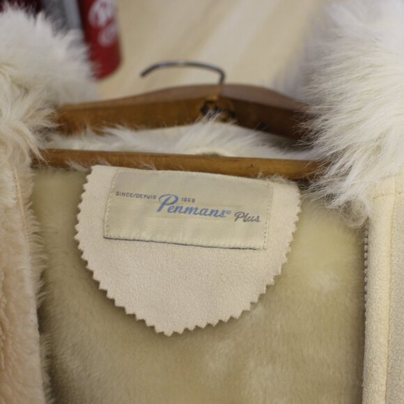 Women's 3X Vintage Faux Suede Fur Jacket With Hood 'Penmans' - Picture 4 of 6
